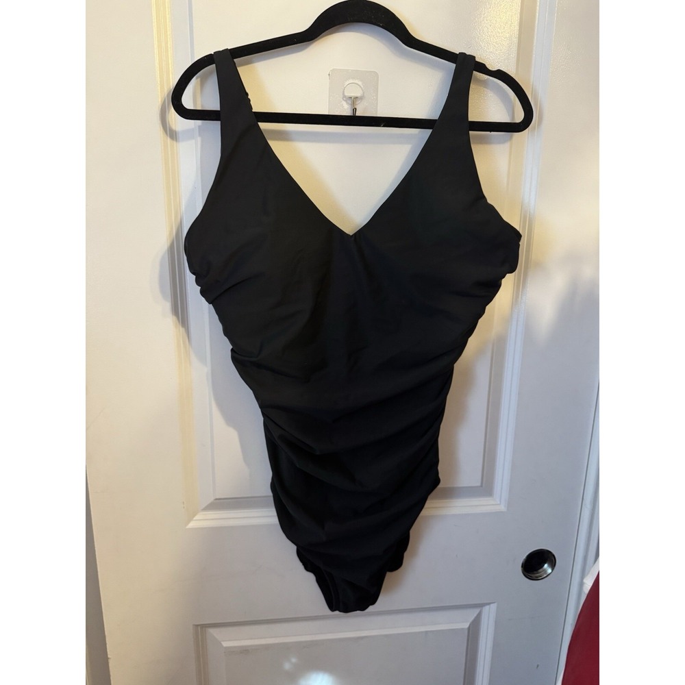 Black Miracle Suit Woman's‎ Size 16 Talbots Tummy Control
